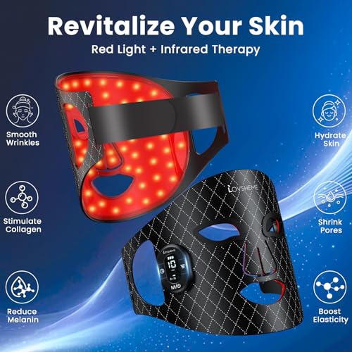 Red Light Therapy for Face – Wireless Red Light Therapy Mask LED Face Mask Light Therapy with 320 LEDs, 3 Modes, Skin Rejuvenation, Anti-Aging Skincare Ideal Beauty Gift for Women & Men