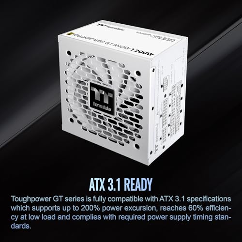 Image of Thermaltake Toughpower GT 1200W; ATX 3.1; x2 Native PCIe 5.1 12V-2x6; Full Modular; Flat Cables; Color Matched Connectors; Japanese Main Capacitors; 80 Plus Gold; 140mm; Snow; PS-TPT-1200FNFAGU-W