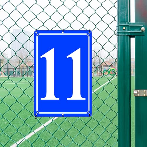 Image of Premium Aluminum Number Signs 11, Metal 12 inch X 8 inch Blue Numbered Signs Outdoor for Parking Lots, Floor, Dock, Court, Aisle, Field, High Visibility, No Fade, Weather-resistant