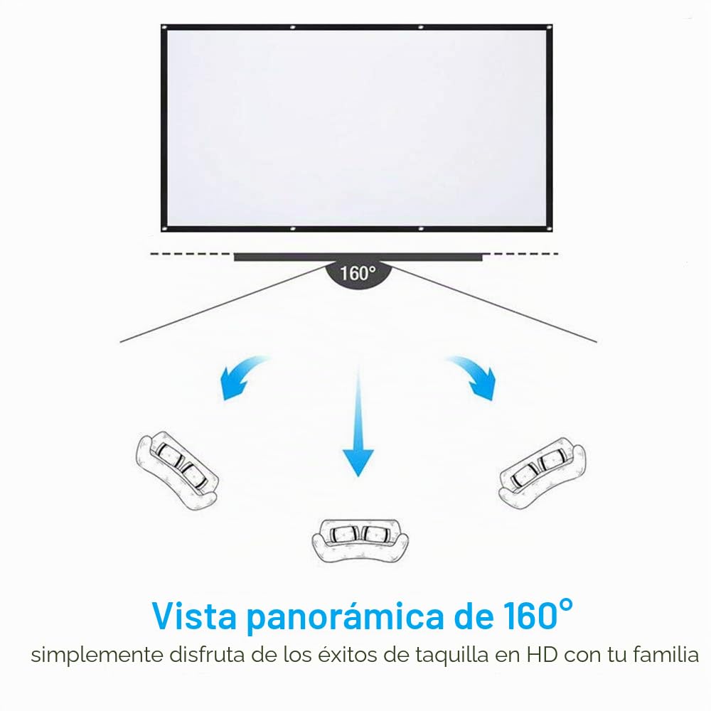 Pantalla Proyección,16: 9 HD 4K Portátil Plegable Blanca Pantalla de Proyector Compatible con ángulo Visión 160 Grados para Exteriores Interiores Escuelas Cine en Casa (150"-332cm(W) X 187CM(H))
