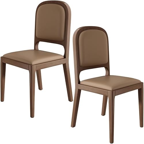 Miniatura 31 de YVYKFZD Sillas de comedor de madera maciza, juego de sillas de cocina sin brazos, silla de comedor tapizada de cuero, silla de sala de estar Caqui
