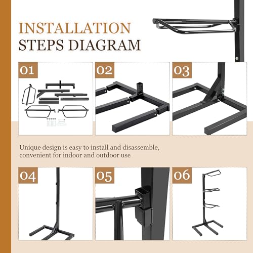 Gelacie 3 Tier Saddle Rack Heavy-Duty Saddle Stand for English and Western Style Quick Assembly & Disassembly Saddle Pad Rack Portable Horse Tack Storage Steel Powder Coated Black