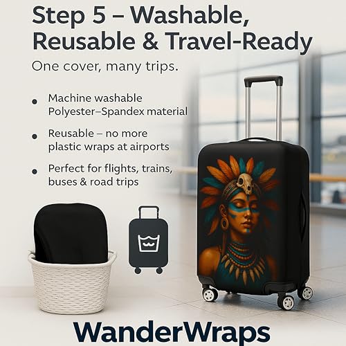 Image of WanderWraps Spendex Polyester Protective Luggage Cover | Hard Luggage Trolley Bag Cover | Washable | Dust Proof | Stretchable | S - 20 inch | Nefraya