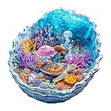 KaayeeWood Holzpuzzle Erwachsene,Ozean’s Umarmung Holzpuzzle,Einzigartige Wooden Puzzle Mit Hölzernen Boxen,Geschenke für Kinder und Erwachsene(34 * 33.8cm-265 Stück)