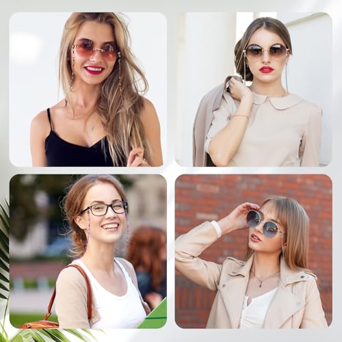 Konohan 7 Pcs Eyeglass Chains Eyeglasses Strap Glasses Holder Necklace Eyewear Chain Reading Lanyard for Glasses Women Men (Multicolor)