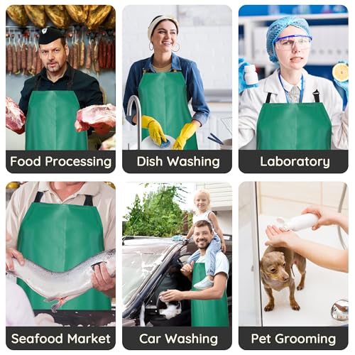 Image of Heavy Duty Thicker Rubber Aprons Extra Long Oil & Chemical Resistant Unisex | 51.18 x 35.43 inch Plus Size, Waterproof, Adjustable Neck Straps & Back Ties, Work Apron for Dish Washing Gardening Lab Butcher