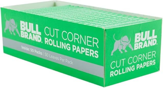 Bull Brand Cut Corner Rolling Papers 50 Packs Green Cigarette