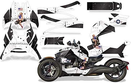 AMR Racing Roadster Graphics kit Sticker Decal Compatible with Can-Am Ryker 2019 - Black and White T-Bomber