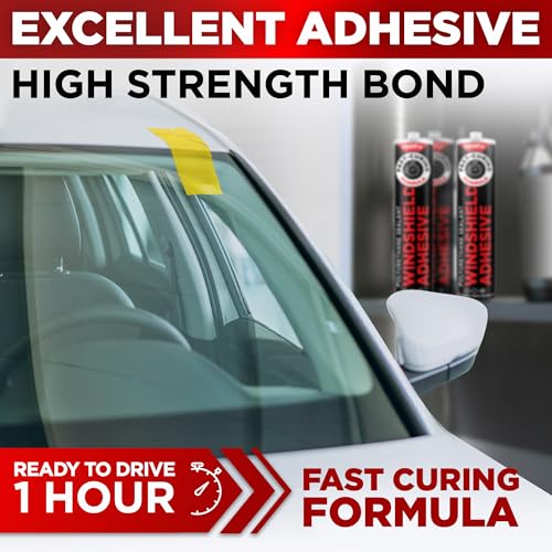 Windshield Adhesive – Easy to Apply – Fast Curing & Weather Resistant – High-Strength Bond – Professional Polyurethane Auto Glass Adhesive – Windshield Sealant – Repair Kit for Cars, Trucks & SUVs