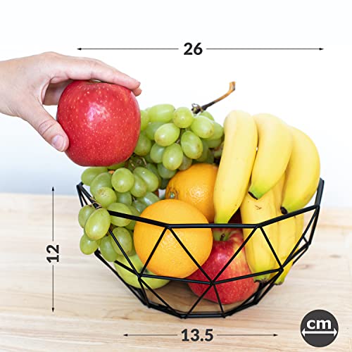 Fruit Bowl For Kitchen Counter - Fruit Basket For Kitchen Countertop - Black Fruit Bowls Vintage Style - Keeps Fruits And Vegetables Fresh - 10.2 X 4.7 X 5.3 In #TOP4