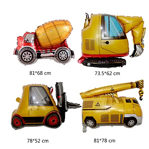 Construction Birthday Party Decorations，Include 1 Pc 3 Construction Number Balloon、4 Pcs Engineering Vehicle Foil Balloons And 18Pcs Latex Balloons For Baby Shower Party Home Decor (3 Years Old) #TOP1