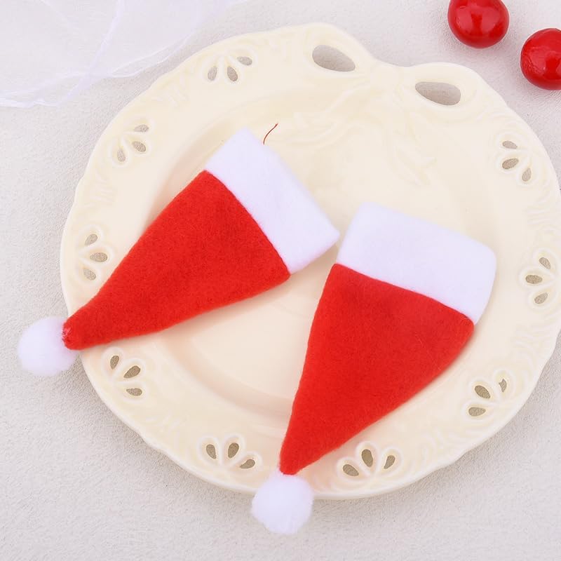 Christmas Santa Hat Silverware Storage Bag for Fork Knives Xmas Party Dinner Utensil Organizers Decoration Supplies Tableware Holder for Christmas Party Spoon Organizer Bag 12 Pcs image 4