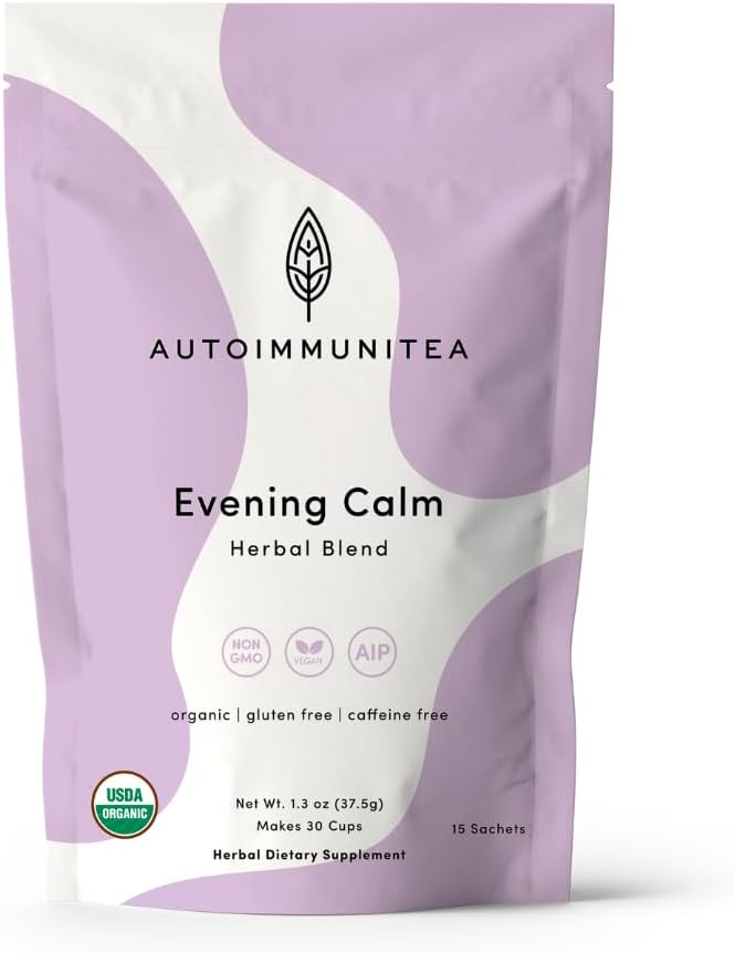 AutoimmuniTea – AIP Stress Relief, Bedtime Blend for Restful Sleep, Calming Tea for Stress, Lavender, Tulsi, Passion Flower Organic Blend - 15 Tea Bags (30 Cups)