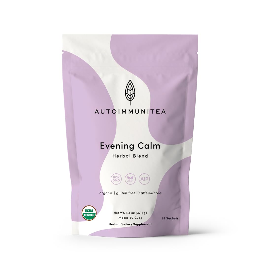 AutoimmuniTea – AIP Stress Relief, Bedtime Blend for Restful Sleep, Calming Tea for Stress, Lavender, Tulsi, Passion Flower Organic Blend – 15 Tea Bags (30 Cups)