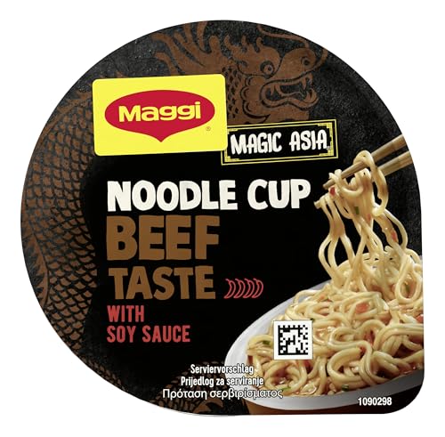 MAGGI Magic Asia Noodle Cup Beef, leckeres Fertiggericht in Brühe mit Rind-Geschmack und Gemüse im praktischen Becher, 8er Pack (8 x 63g) 3