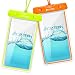 Clear Universal Waterproof Case, Ace Teah Dry Bag, Pouch, Transparent Snowproof Dirtproof Protective Cover for iPhone 6 6S Plus Samsung Galaxy S7 S6 edge S5, Note 5 4 3 2 - Orange, Green (2 Pack )