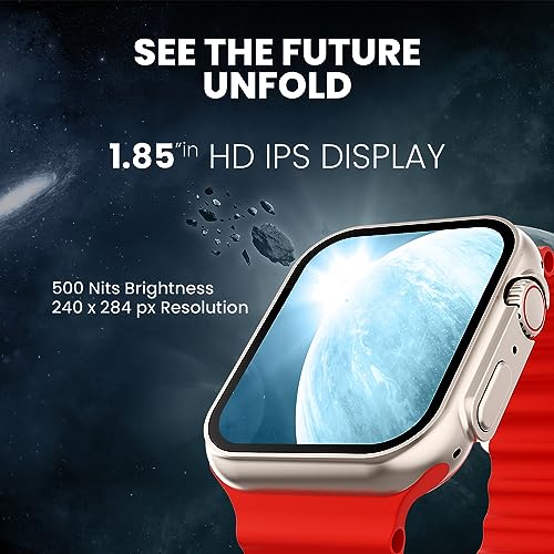Image of Kratos SW16 Smart watch with 1.85 inch HD LCD Display, Bluetooth Calling, 1.8mm Curved touch screen, Rotating Crown, Metallic body,G-Sensor,SpO2,HR,BP & sleep Monitoring,Bluetooth Photo Capture Smartwatch