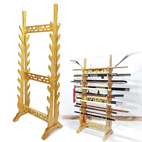Estante para Espadas de Madera, Estante para Espadas samuráis, Soporte de exhibición para Espadas Grandes (Color Madera 18)