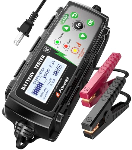 FOXWELL BC521 12V Smart Battery Charger & Tester, 5A 4-in-1 Automatic Charger & Maintainer with...