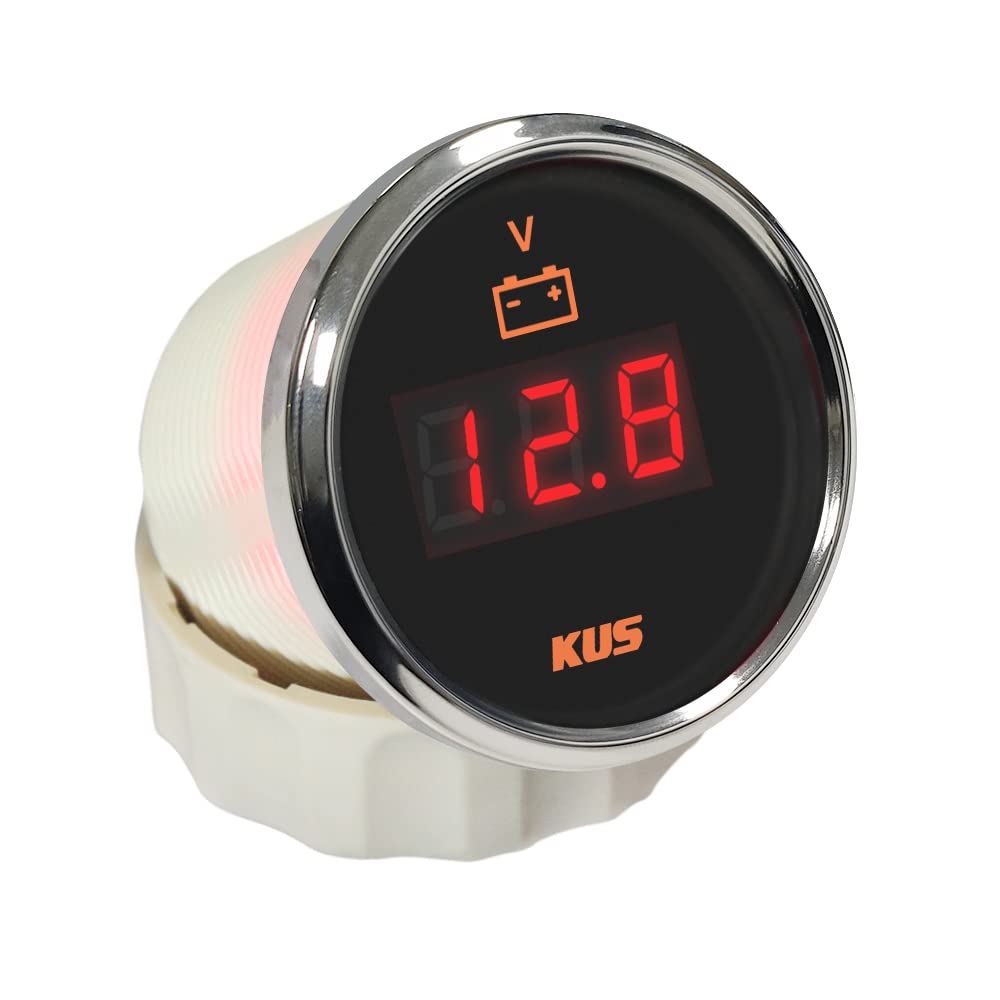 KUS Digital Voltmètre Jauge de tension 9–32V 52mm avec rétroéclairage