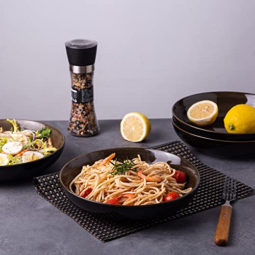 Leratio Pasta Bowls,Ceramic 38Oz Pasta Bowls,9.0"Reactive Glaze Pasta Bowl Set Of 4,Microwave & Dishwasher,Oven Safe,Large Wide Serving Bowls For Salad, Dessert, Pizza, Fruit ,Scratch Resistant-Coffee #TOP7
