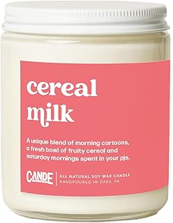 CE CRAFT Cereal Milk Scented Candle - Fruit Loops Scented Candle, Funny Gift for Her, 8 Ounce Glass Jar Candle, 50+ Hour Burn Time