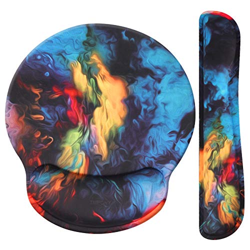 Wrist Support Pad Set, Imegny Ergonomic Mouse Pad with Wrist Support + Keyboard Wrist Rest for Easy-Typing and Pain Relief for Computer Gaming Office Laptop Use