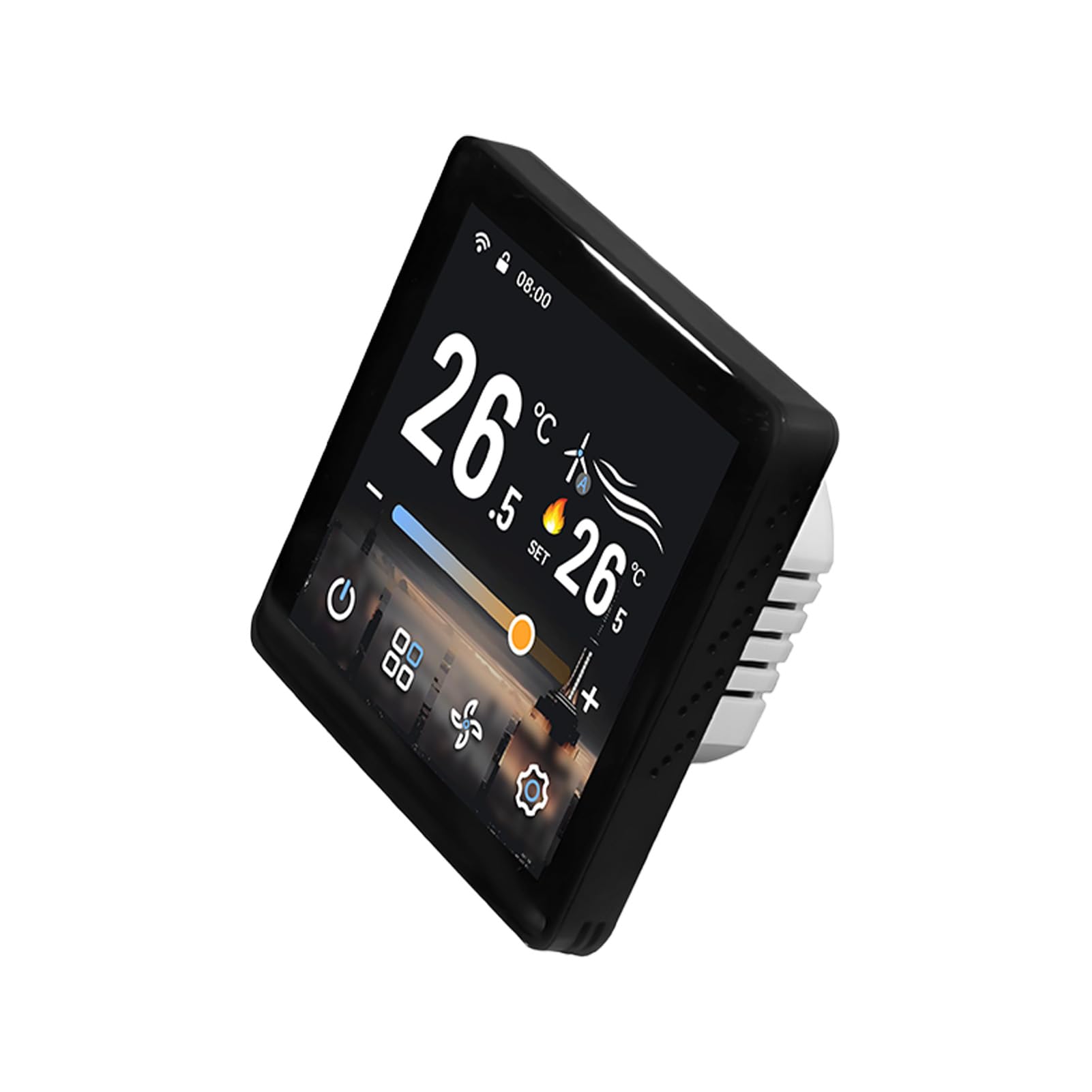 Qcwwy Termostato Digitale AC, Regolatore di Temperatura con Schermo Touch da 4 Pollici for Aria Condizionata Centralizzata (BLACK)
