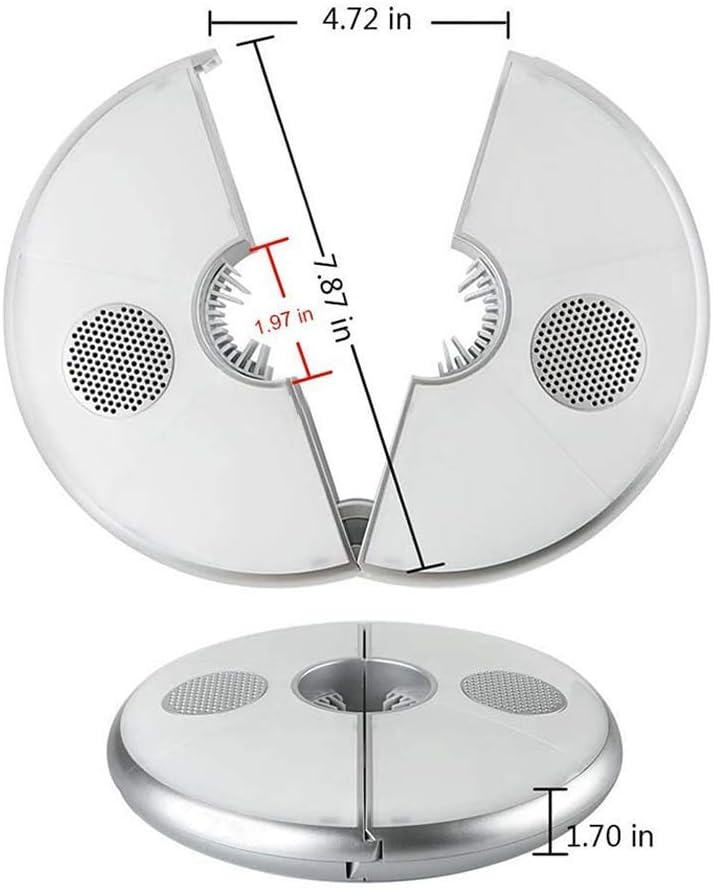Diagram showing the dimensions of the uuffoo umbrella light: 7.87 inches in length/width and 1.70 inches in height.