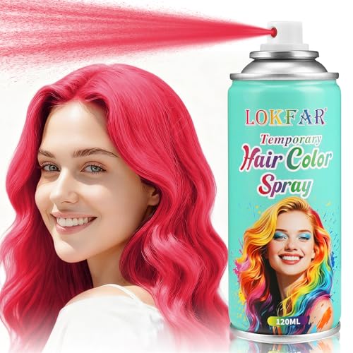 Red Hair Spray Temporary Hair Color Spray for Women Men, Washable Temporary Red Hair Dye Paint Wax Hairspray for Halloween Cosplay Festival Party Costume Makeup, 4.06 oz