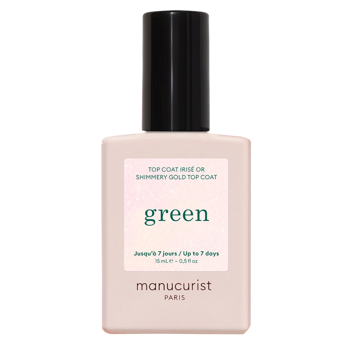 Manucurist - Green™ Złoty Brokatowy Top Coat - Lakier do Paznokci z Efektem Żelowym bez Lampy - Blask i Trwałość do 7 dni - 79,5% Składników Pochodzenia Naturalnego - 15 ml