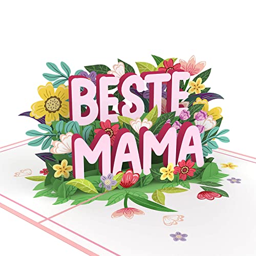 papercrush Pop-Up Karte Beste Mama - 3D Grußkarte mit bunten Frühlingsblumen für die liebste Mutter der Welt Glückwunschkarte zur Schwangerschaft Geburt & Geburtstag Dankeschön Geschenkidee