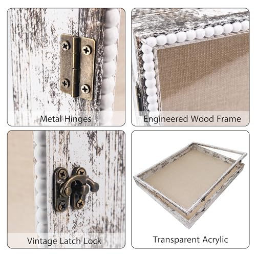 Cadre vitrine blanc 40x50 cm à charnière pour bouquet de mariage et médailles - 4