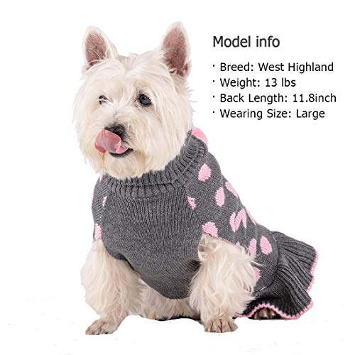 Kyeese Dog Sweater Dress Polka Dot Turtleneck Dogs Sweaters With Leash Hole Knit Pullover With Pom Pom Ball #TOP5