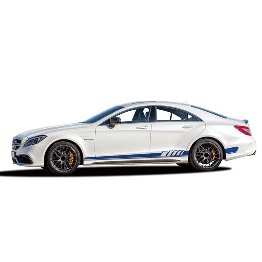 UNCLE LIAO Car Side Skirt For Mercedes Benz CLS Class W219 C219 W218 C218 X218 C257 CLS63 AMG Auto Car Door Sticker Side Step Skirt.,Blue