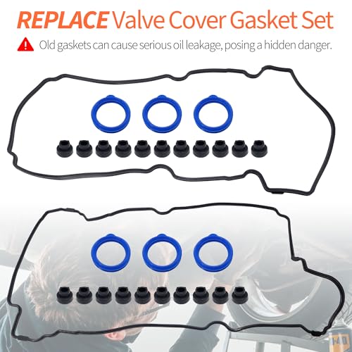 Image of HiSport Valve Cover Gasket Set - Compatible with Ford Escape Taurus Compatible with Mazda Tribute MPV Compatible with Mercury Sable 2001-2004 3.0L - Replace VS50551R