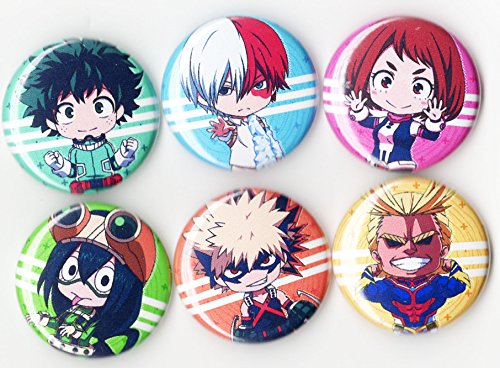 My Hero Academia - Button Pack (6 PCS Set) 1 inch Pin Lock - Anime Series - OCHACO TSUYU IZUKU All Might SHOTO KATSUKE