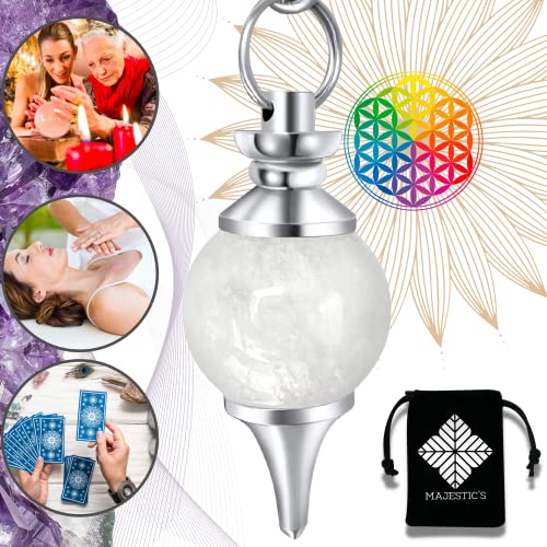 Pendule Divinatoire de Radiesthésie en Cristal De Roche – Pendule Sephoroton en Pierre de Quartz Blanc – 14 GR [𝐆𝐀𝐑𝐀𝐍𝐓𝐈𝐄 𝐀...