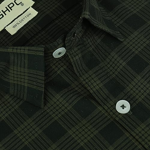 Image of GHPC 100% Cotton Checkered Half Sleeves Regular Fit Formal Shirt for Men