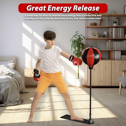 Zeno Punching Bag for Kids Boxing Set with Stand | Kids Boxing Set with Gloves, Ball | Adjustable Height Freestanding for 3-8 Years Old Boys and Girls - Image 5
