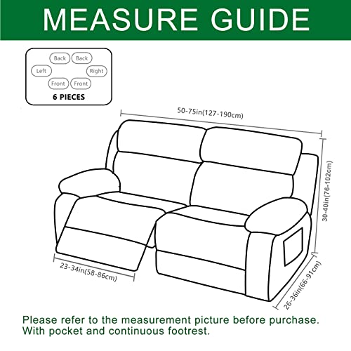 Crfatop Recliner Loveseat Chair Covers With Pockets 2 Seater Recliner Cover 6-Pieces Lazy Boy Chair Cover Fallon Collection Slipcover For Recliner Sofa With Elastic Bottom,12 #TOP6