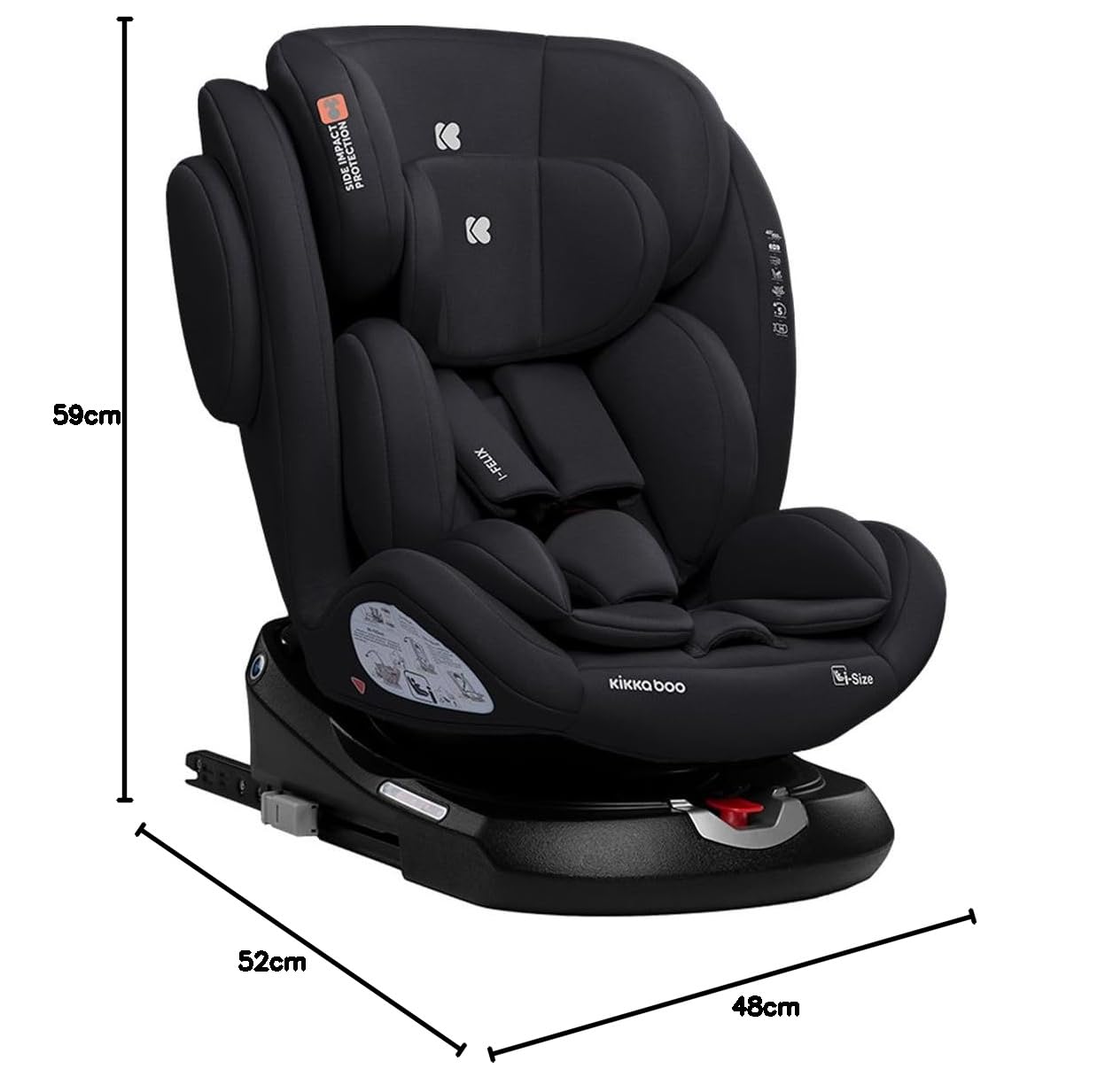 Kikkaboo fotelik dziecięcy i-Felix i-Size (40-150 cm) ISOFIX obrót o 360 stopni, kolor: czarny