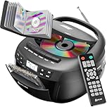KLIM CD Cassette Player with Case, Bluetooth Boombox, AM/FM Radio, Stereo Sound, Remote, CD and Cassette Combo, Tape Recording, USB Drive, AUX, AC/DC Powered