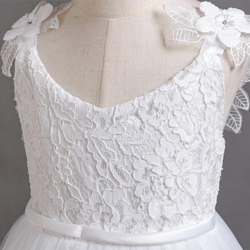 IDOPIP Flower Girl Lace Dress for Kids Wedding Bridesmaid Pageant Party Formal Long Gown Princess 1st Communion Tulle Dresses4