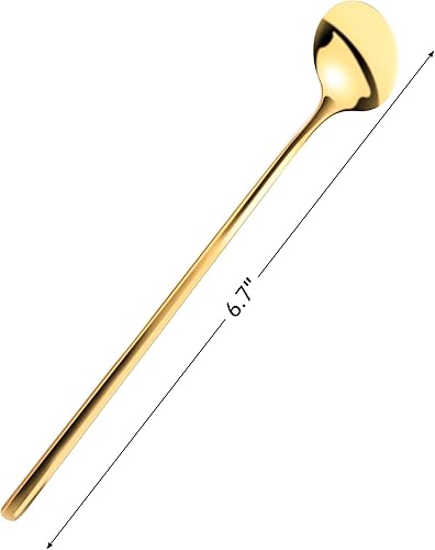 Miniatura 2 de Cucharas de café, cucharas de espresso, juego de cucharas de café pequeñas, 4 cucharas de barra de acero inoxidable de 6.7 pulgadas, color dorado