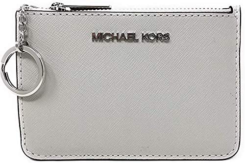 Michael Kors Jet Set Travel Small Top Zip Coin Pouch with ID Holder in Saffiano Leather (Pearl Grey, 1)