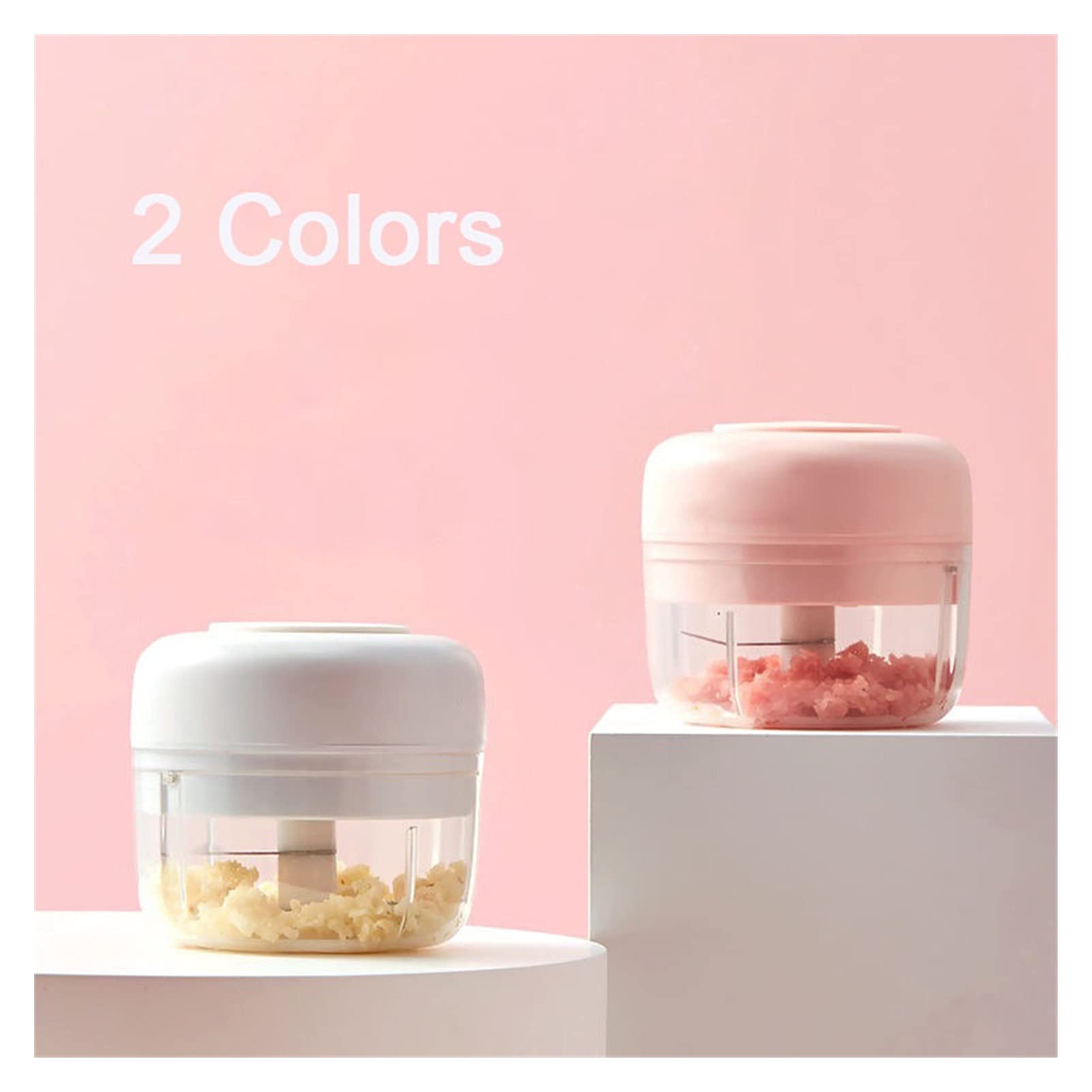 Ręczna maszynka do mięsa Elektryczny kruszarka czosnkowa, szlifierka mięsna, chopper warzywny żywności Do mięsa mielonego (Color : Pink 100ML)
