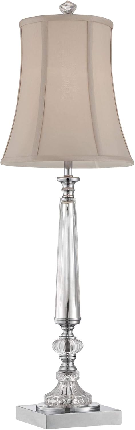 Vienna Full Spectrum Belardo Traditional Luxury Style Console Table Lamp 32" Tall Clear Crystal Glass Taupe Bell Shade Decor for Living Room Bedroom House Bedside Nightstand Home Office Family