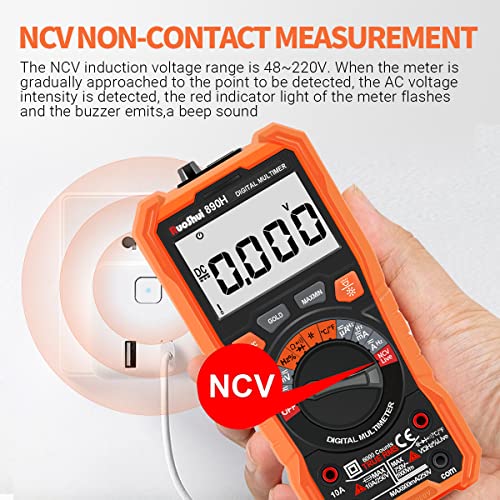 Digital Multimeter,Ruoshui 10A 1000V True Rms 6000 Counts Amp Volt Ohm Meter, Auto-Ranging Electrical Tester With Ncv Function, Ac/Dc Voltage Current Detector With Lcd Display Screen And Led Jacks #TOP6