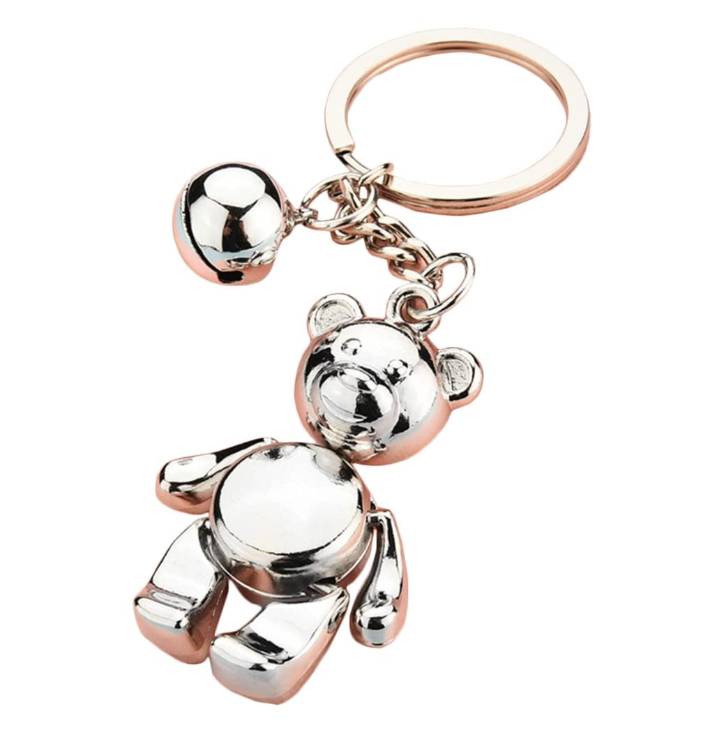 KUPOOL Cartoon Bear Keychains Animal Alloy Pendant Keyring Fashion Metal Key Ring Car Key Ornaments Bag Pendant Backpack Key Chain Accessories Jewelry Gift for Women, Silver, S
